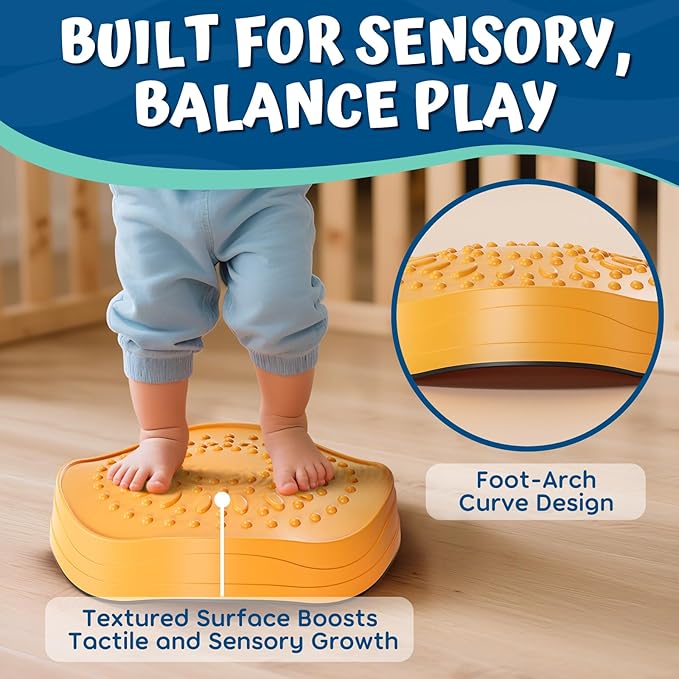 Lehoo Castle Stepping Stones for Kids, Non-Slip Toddler Stepping Stones for Autism, Balance Stones Sensory Toys for Toddlers 1-3, Crab Toddler Outdoor Toys, Obstacle Course for Kids 3-5
