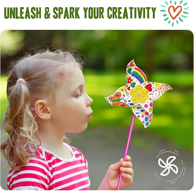 24 Pack DIY Pinwheels Fall Crafts for Kids - Arts and Crafts for Kids 4-6, 4-8 - Fun & Easy Assembly, Bulk STEM Educational Activity for Autumn,Thanksgiving,Party Favor, Art Classroom and More