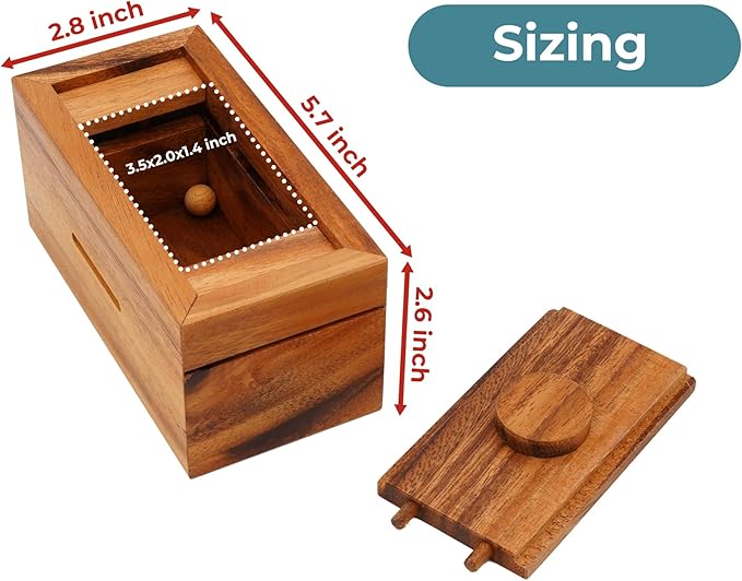 BSIRI Ziggurat Chest- Secret Box Brain Teaser Wooden Puzzle Boxes with Hidden Compartments. Ideal Mystery Box, Money Box, Jewelry Box, 3D Puzzle Lock Box, Gift Card, and Money Puzzle Box