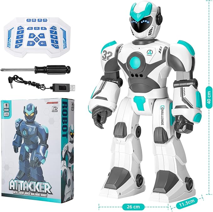 Remote Voice Control Large Robot: Intelligent Programmable Popular Science Story Toys with Gesture Sensing Presents for Kids
