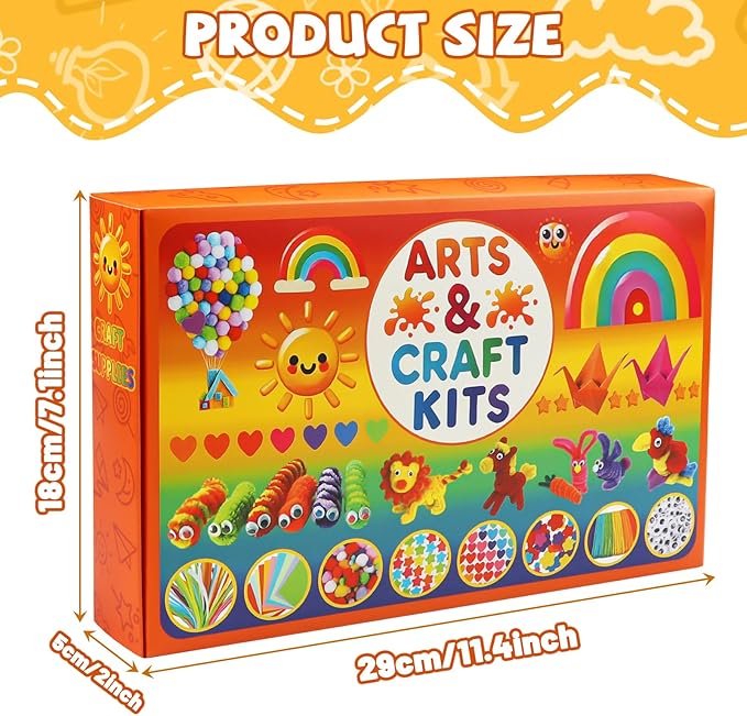 DOITEM Pipe Cleaners Craft Supplies, Arts and Crafts Supplies Including Pipe Cleaner Wiggle Googly Eyes Pom Poms Feathers Sticks Sequins for Kids Over 8 Years Old