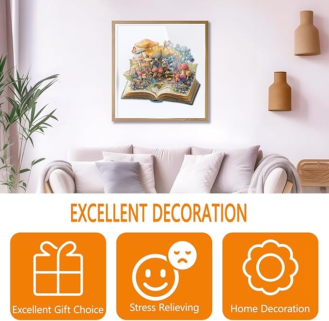 Wooden Puzzles for Adults - Forest Magic Book Wooden Jigsaw Puzzle for Adults, Mushroom Wood Puzzles Adult, Unique Animal Shape Ocean Puzzle, Wall Art Home Decor (L-13.2 * 10.9in- 295 Pieces)