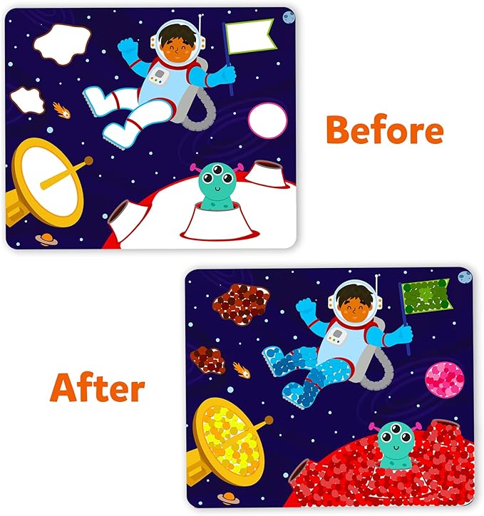 Skillmatics Dot It Sticker Art - Space, Mess-Free Fun for Kids, 500+ Stickers, Craft Kits, DIY Scrapbooking Activity, Travel Toys, Gifts for Boys & Girls Ages 3, 4, 5, 6, 7