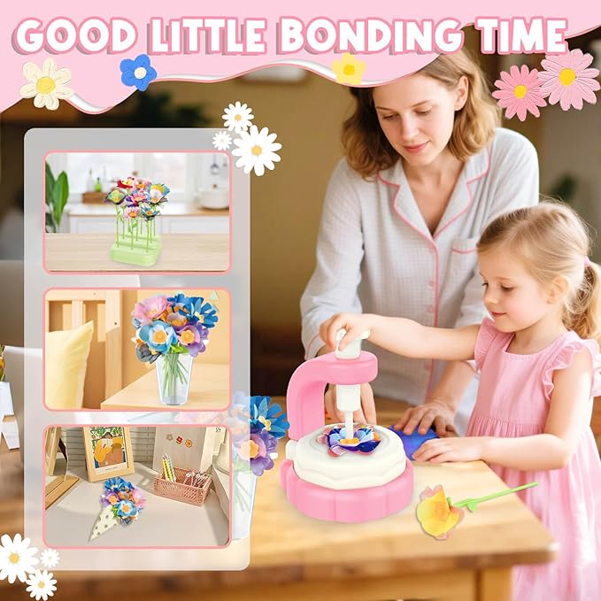DIY Flower Craft Kits for Kids Ages 5-7: Fabric Flower Bouquets Toys, Arts and Crafts Kit for 4-8 Year Old Girls, Stem Educational Screen-Free Creative Play Gift for Girls Ages 3+