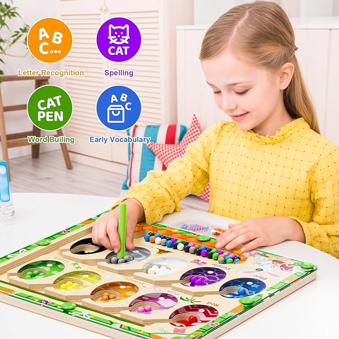 Magnetic Color and Number Maze,Dinosaur Eggs Montessori Toys for 2 3 4 5 Year Old,Counting Matching Learning Toys,Easter Birthday Gifts for Kids