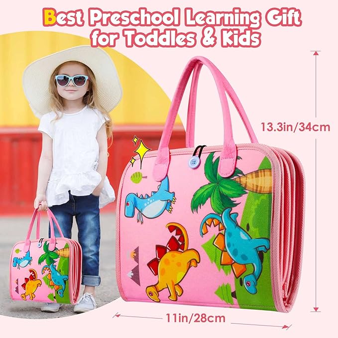 Toddler Busy Board - Montessori Toys for Toddler Girl Birthday Gift, Educational Learning Sensory Busy Book for Toddlers Girls, Toddlers Activities Travel Toys for Airplane Car