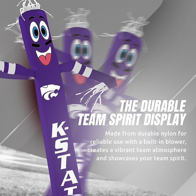 NCAA K-State Wildcats Football Wacky Waving Inflatable Tube Guy with LED Lights & Built-in Blower - 6" x 36" x 96" Inflatable Tube Man Crazy Sports Fan Outdoor Party Decoration