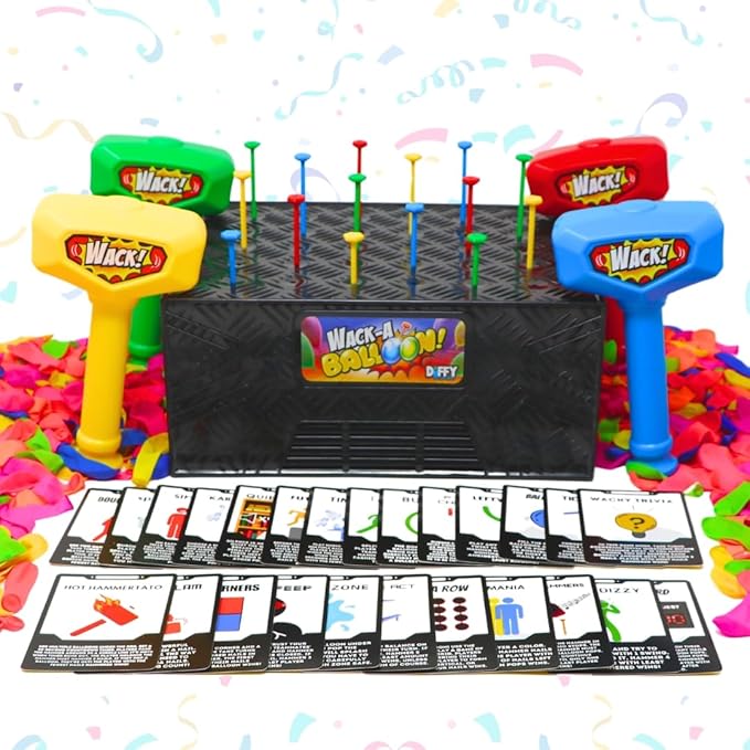 Wack A Balloon Party Edition - Fun for Kids and Adults, Strategy Balloon Popping Game, Perfect for Parties, Game Night, Family Bonding, Classrooms, Popular Social Media Games, Ages 4+