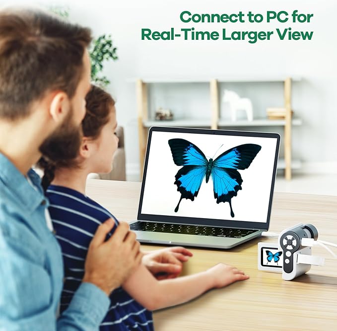 HP20 IPS Microscope for Kids: [3-in-1] [Easy and Fun] 2" Portable Handheld Microscope Miniscope, Pocket Mini Scope Educational Science Kit, Christmas Birthday Gifts for Kids, 32GB, White