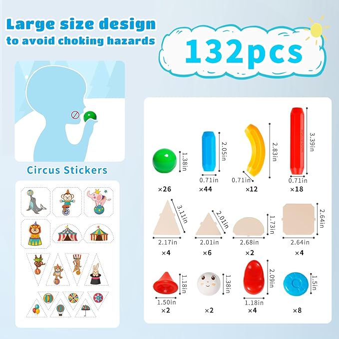 TOKBLOK Magnetic Building Blocks for Boys and Girls, 132Pcs Creative Magnetic Sticks and Balls STEM Construction Toys for Kids Toddlers Early Development Educational Learning