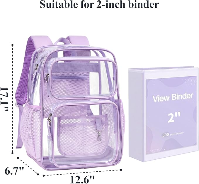 PACKISM Clear Backpack for School - 17 inch Large Heavy Duty Clear Bookbag, See Through PVC Backpacks (for age 12 above)