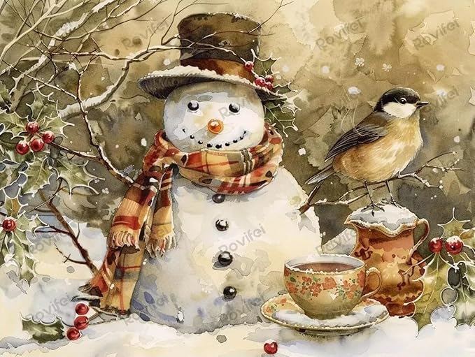 Puzzles for Adults 120 Pieces Vintage Snowman with Bird Puzzles for Children, Perfect for Challenging Nights - for Room Decor Home Decor Wall Decor - Gifts for Puzzles Lovers 10x8 inch