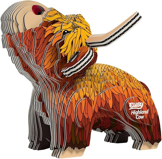Eugy Highland Cow 3D Puzzle - 34 Piece Eco-Friendly Educational Toy Puzzle for Boys, Girls & Kids Ages 6+