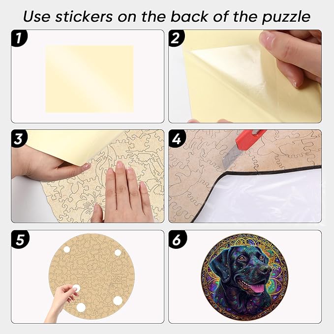 Ruikiyart Wooden Puzzles for Adults, 5MM 500 Pieces Happy Labrador Wooden Jigsaw Puzzles, Unique Shapes Pieces Dog Puzzle Gift for Kids and Adults on Birthday,Thanksgiving,Christmas (11.2"x11.2")