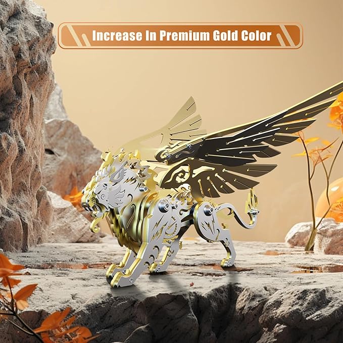 3D Metal Puzzles for Adults,3D Metal Model Kits Mechanical Golden White Tiger,Steel 3D Puzzles Stainless Steel Ornaments for Adults Home Decor Art Craft Gifts Toys.