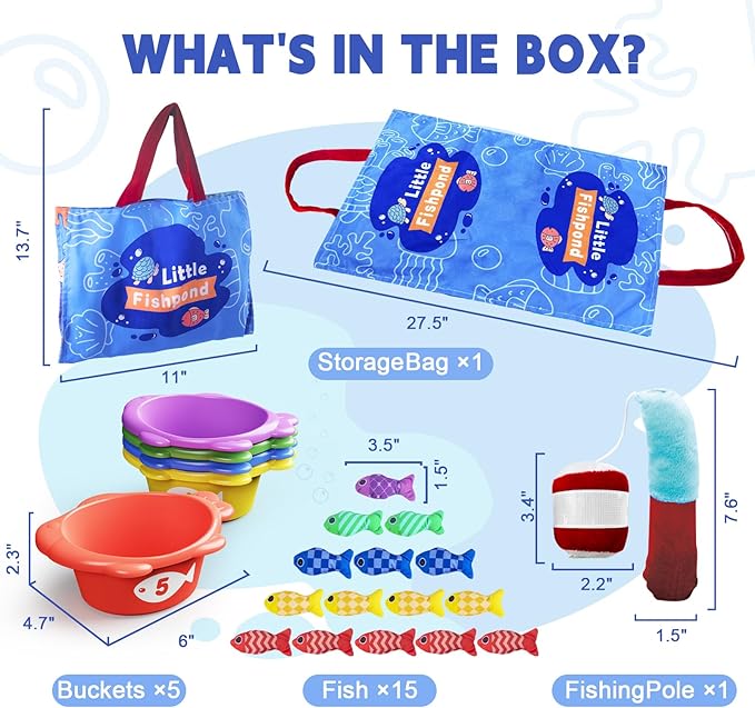 Baby Toys for 1 Year Old - Fishing Game for Toddlers 1-3, Montessori Toy for Toddler kids Number Counting, Color Sorting, Shape Learning, 22PCS Fishing Toy Gift for 1 2 3 Years Old Boy Girl Birthday