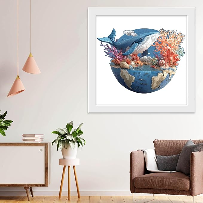 Wooden Puzzles for Adults 512 Pieces, Dolphin Earth Jigsaw Puzzles, Unique Design Adult Puzzles for Family Brain Game Gift,18.5x13.8 inch