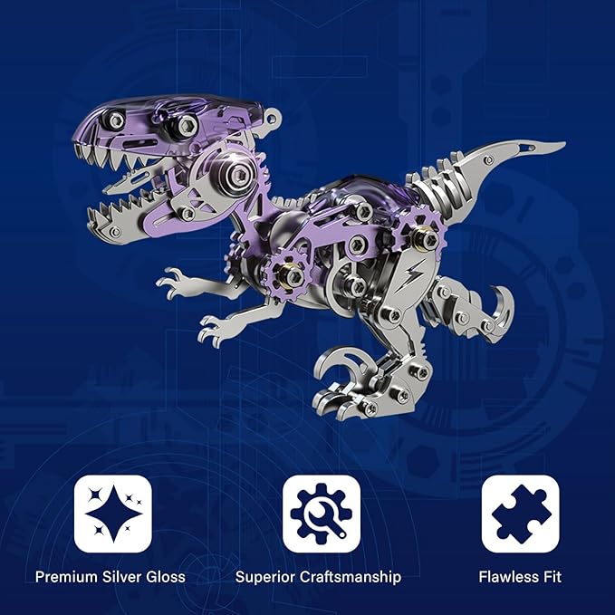 FILASLFT 3D Metal Puzzles,Mechanical Dinosaur 3D Metal Puzzle for Adults,Velociraptor Series DIY 3D Metal Model Kits,Home Decoration Art Handicrafts Gifts Toys