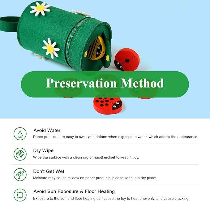 WODI Wooden Counting Ladybugs 0-10 Alphabets & Numbers Sorting Montessori Educational Toys for Toddlers Girls&Boys 3+ Learning to Count Cards Matching Painted Ladybug Toy