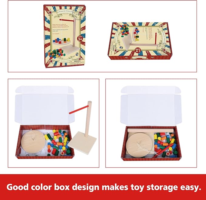 GOTHINK Wooden Balancing Pendulum Game, 42PCS Montessori Balancing Toys for Kids and Adults, Interactive Educational Toy for Children's Gift, Perfect for Parties & Travel