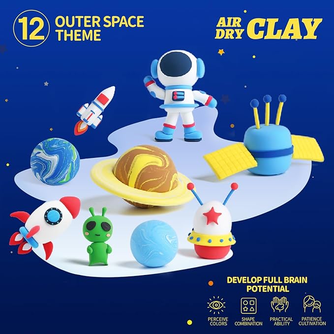 Air Dry Clay Kits - Modeling Clay for Kids, Ultra Light & Soft, Safe & Non-Toxic, DIY Airdryclay Kit with Sculpting Tools and Tutorials, Creatible Art Crafts Toys Gifts for Boys Girls