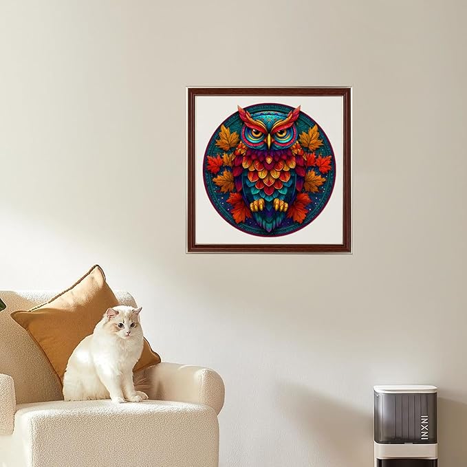 Wooden Puzzles for Adults, Colorful Owl Puzzles 500 Pieces, Unique Shaped Jigsaw Puzzles for Adults and Kids, Birthday Gifts Fun Challenge Family Game 16.5'' x 16.5''