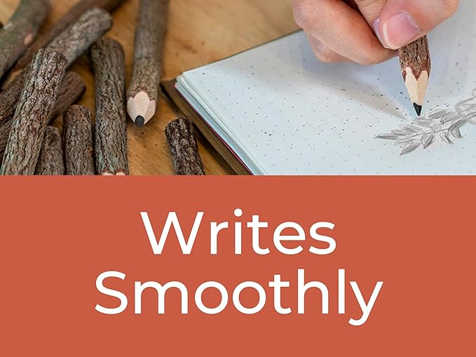 BSIRI Black Pencils Wood Pack of 12 in 7 Inch Tree Bark Wooden Favors in Rustic Twig Pencils Unique Gifts Camping Lumberjack Decorations Party Supplies Novelty Gifts as Natural Pencil