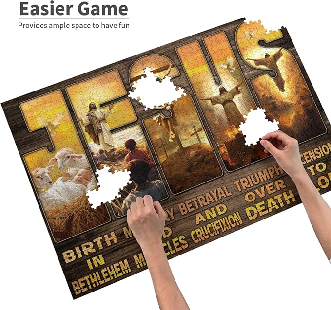 Christian Jesus Puzzle for Adults 1000 Pieces - Religious Inspirational Scripture Jigsaw Puzzle, Bible Faith Catholic Cross, Christian Games