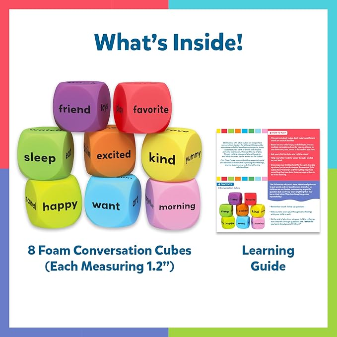 Skillmatics Conversation Cubes for Kids - 8 Foam Cubes for Social-Emotional Learning, Classroom & Back-to-School Supplies, Teacher Resources, Autism Tools, Gifts for Ages 4, 5, 6, 7 and Up