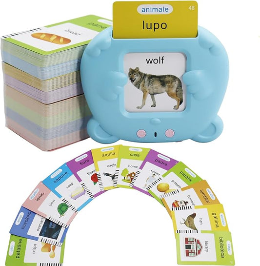 MAYAPHILOS 510 Words Italian and English Talking Flash Cards, Pocket Speech for Learn Italian, Italian Language Learning Audible Talking Flashcards Toddlers' Sensory Preschool Birthday Gifts