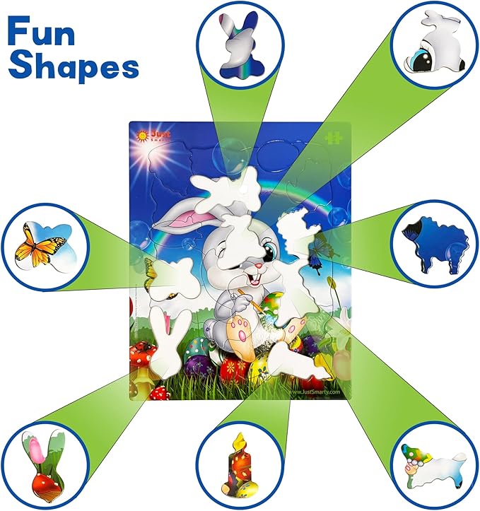 Just Smarty Jigsaw Puzzle Easter Bunny 26 Pieces for Kids Ages 3, 4, 5, 6 Year Old with Fun Shapes and Tray. Easter Gifts & Preschool Learning for Ages 3-6