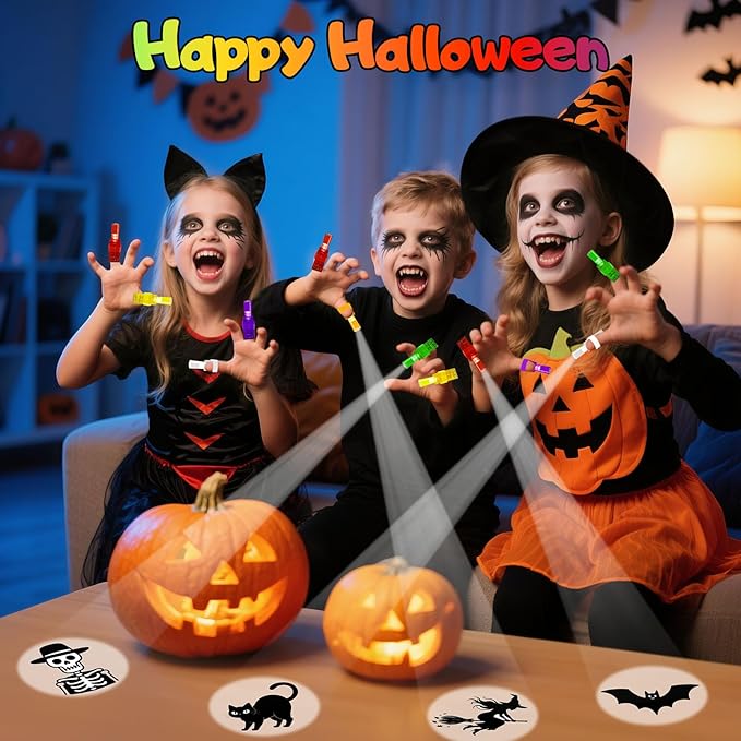 36PCS Halloween Light Up LED Finger Lights, Glow in the Dark Party Favors Toys Bulk for Halloween Goodie Bag Fillers, Trick or Treat Gifts, Kids Classroom Party Supplies (Black)
