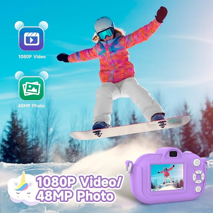 Kids Camera Digital Camera for Age 3-8, 1080P Toddler Video Camera for Kid with 32GB SD Card, Toddler Girls Toys Age 6-8, Christmas Birthday Gifts for Children Kid