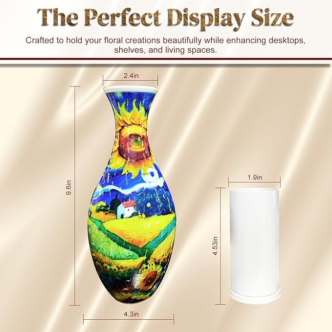 3D Puzzle Vase Unique Flower Vase for Adults, Relax Puzzles for Adults, DIY Jigsaw Creative Gift for Parents & Housewarming