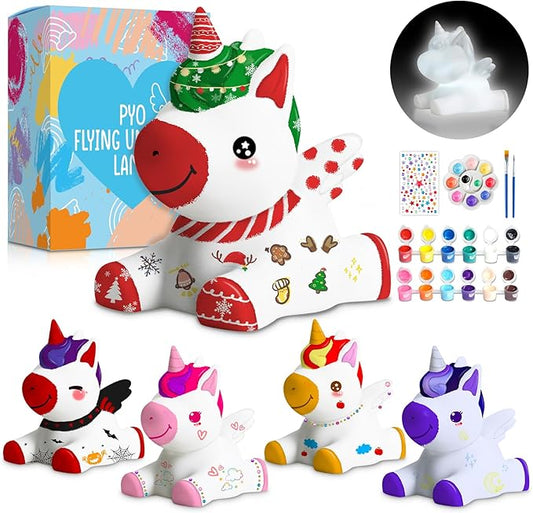 Goodyking Paint Your Own Flying Unicorn Lamp Kit, DIY Unicorn Crafts Night Light, Arts & Crafts for Kids Age 8-12, Painting Art Supplies, Birthday Easter Gift for Kids Age 3 4 5 6 7 8+