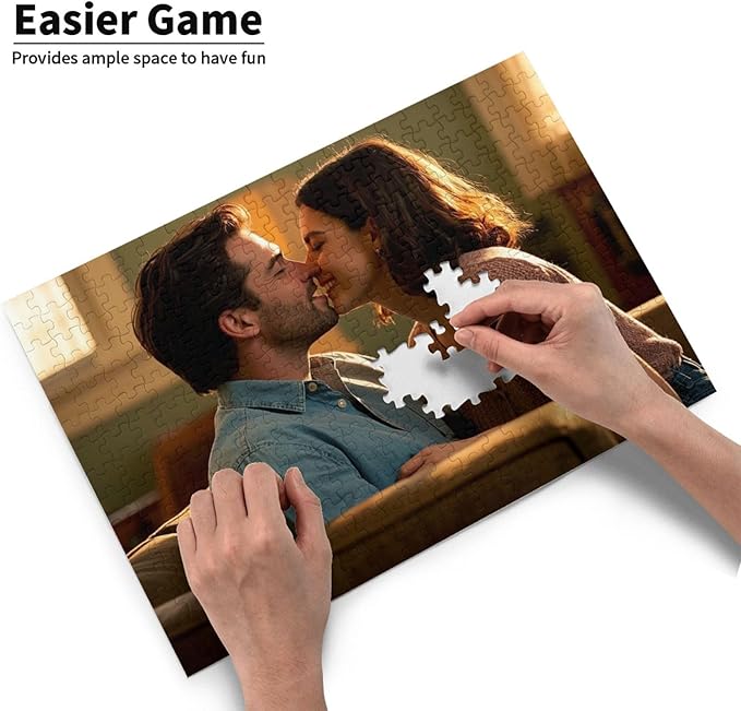 Custom Wooden Jigsaw Puzzles - 120/200/300/500/1000/1500 Piece Photo Gift Sets for Adults & Kids - Pet, Wedding, Family Memory Keepsake