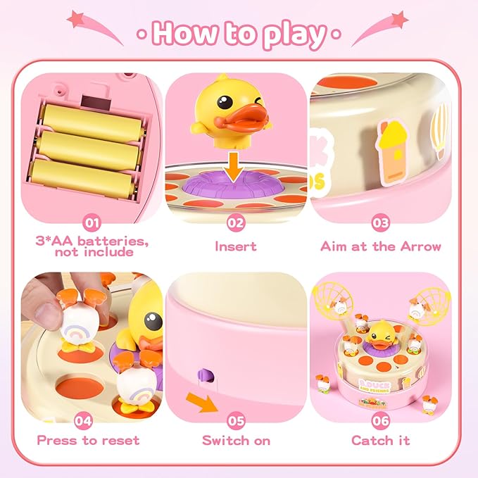 B.Duck Games for Kids Age 4-6, Catch and Bounce Duck Board Games for Kids 3-5,Family Toddlers Games Birthday Gifts for 5-7 Girls, Birthday for Toddlers 4-8