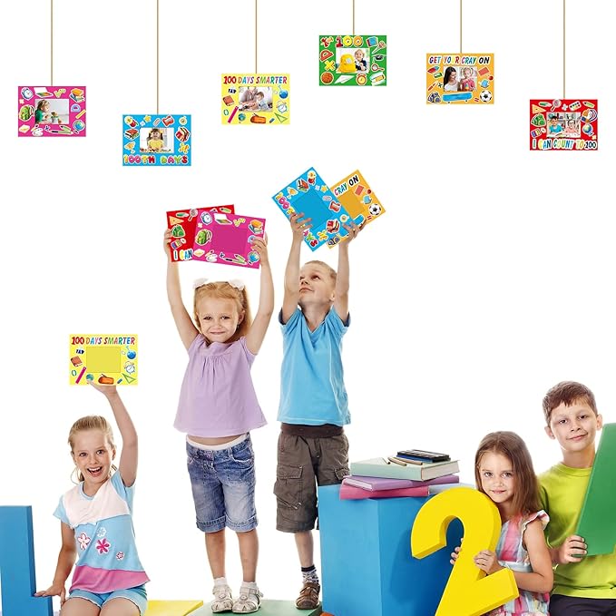 30 Packs 100th Day of School Picture Frame Craft Kits for Kids 100 Days DIY Art Craft 100th Day of School Party Decoration Favor Home Classroom Game Activities