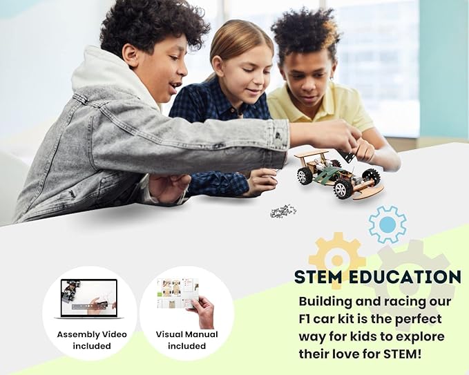 Pica Toys Wooden Wireless Remote Control F1 Racing Car Science Kit to Build (Green), STEM Project for Kids Aged 9 10 11 12 13, Science Building Kit Gift for Boys and Girls