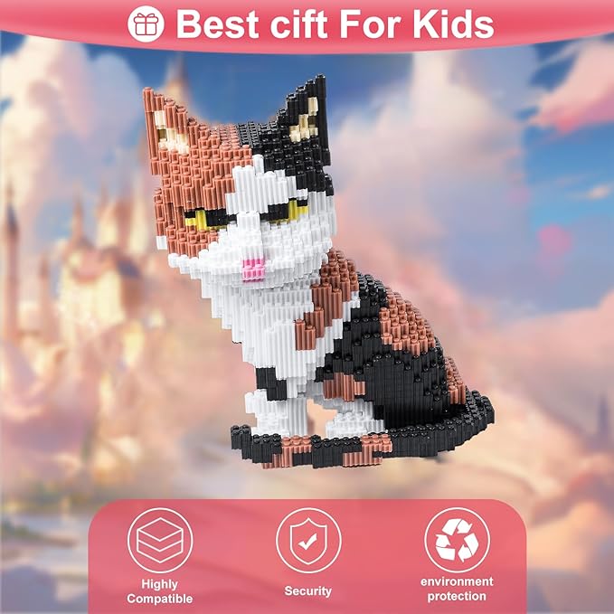 Cat Building Blocks Sets 3D Puzzles Toys Ornaments, 4800pcs Particle Building Blocks, Improve Thinking Concentration, Kids Toys Gifts