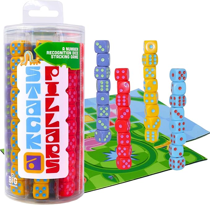 Stack-a-Pillars – Dice Stacking Family Game for 2-4 Players | Fun 15-Minute Strategy Games with Dice Set and Double-Sided Mat | Great for Game Night, Travel, Kids, and Adults