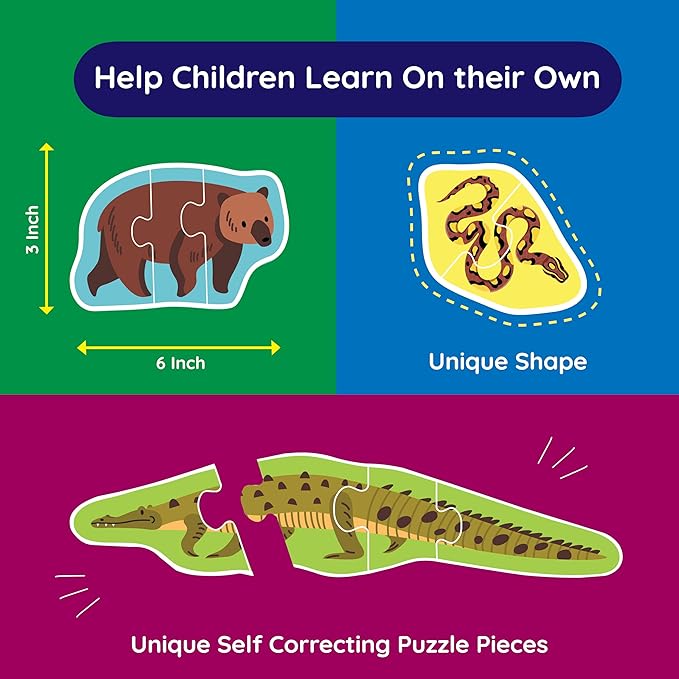 My First Puzzle Montessori Toy | 12 Graded Farm Animal Puzzles (2‑5 Piece Levels) | Montessori Puzzles for Fine Motor Skills & Early Learning | First Puzzle for Toddlers 3+ Year Old