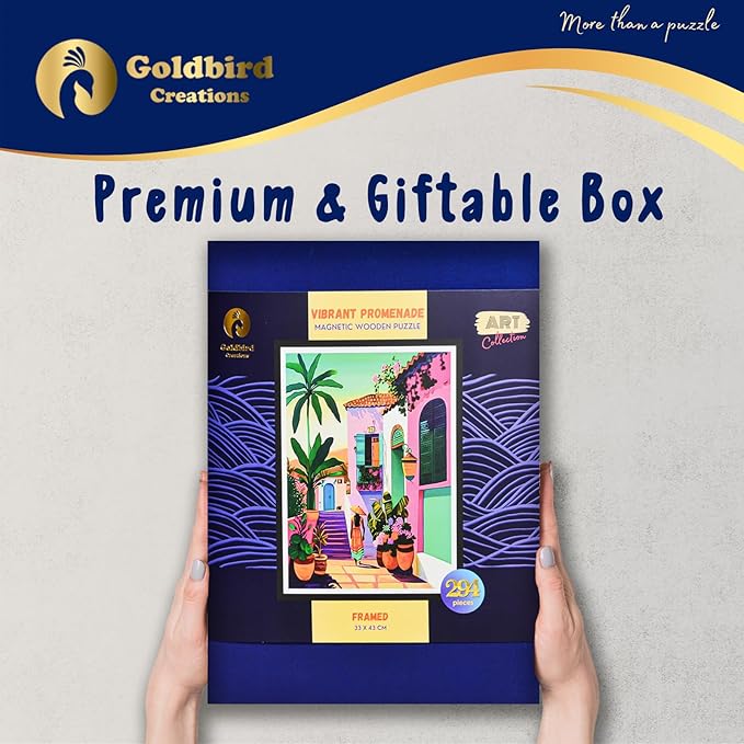 Magnetic Jigsaw Puzzles with Frame for Adults - Original Wooden Jigsaw Puzzle - Rompecabezas para Adultos - Landscape Wall Art Decor - Original Christmas & Birthday Gift (Vibrant Promenade)