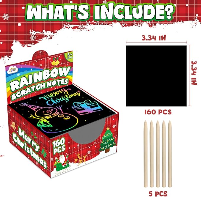 ZMLM Kids Rainbow Scratch Paper Art Crafts Mini Notes Kids Gifts 4 5 6 7 8 9 10 Years Old Girls Boys Students Teens Classroom Prizes School Supplies Birthday Party Toy Activity Stocking Stuffers