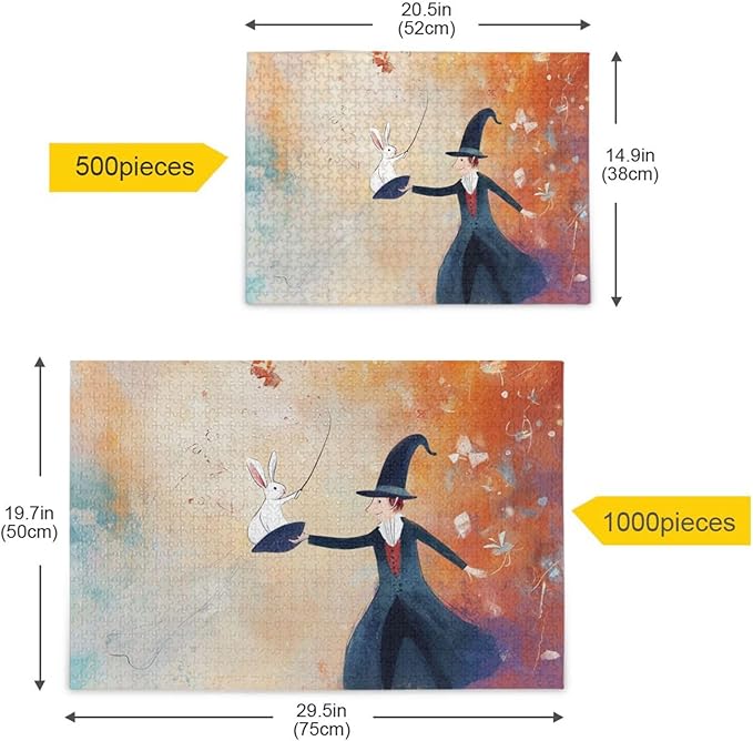 Magician Bunny Jigsaw Puzzle Wooden Puzzles Funny Brain Teasers for Adults 500 Piecing