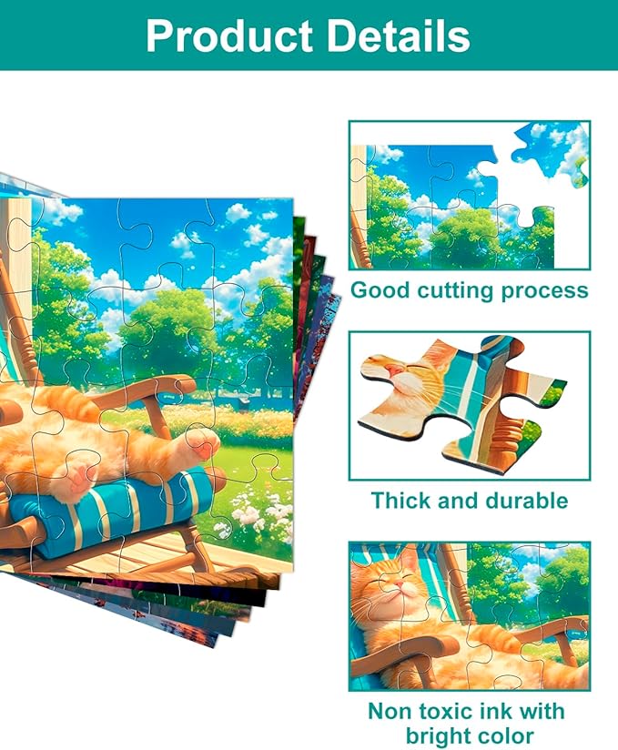 6 Pack 24 Large Piece Jigsaw Puzzles for Seniors Alzheimer Product for Elderly Dementia Activities Memory for Patients in Nursing Home with Storage Box