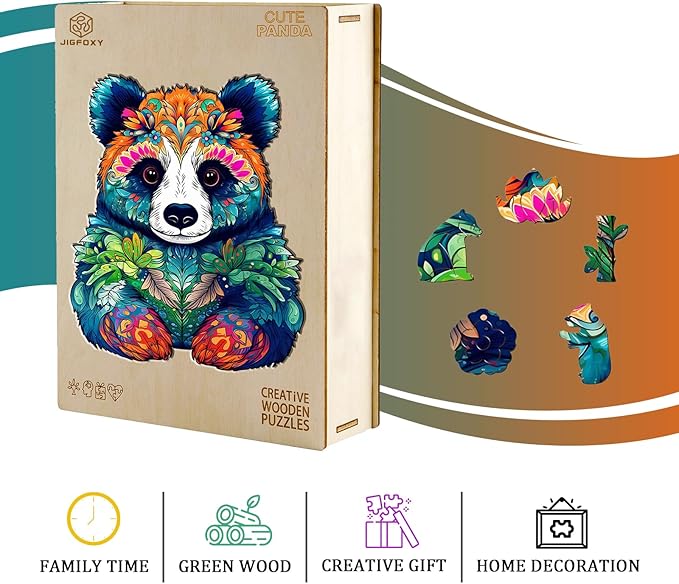 Jigfoxy Wooden Puzzles for Adults, Panda Wood Puzzles Adult, Unique Animal Shape Wooden Jigsaw Puzzles for Adults, Birthday Gifts for Puzzle Lovers, Family, Friend (L-11.3 * 13.3in-230pcs)