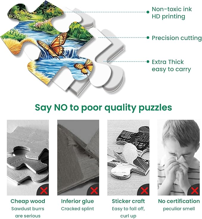 3 Pack 100 Piece Puzzles for Kids, Cat Fish Bear Jigsaw Puzzle for Kids Age 4-6 6-8 8-10,Large Piece Puzzle,Bright & Colorful Educational Puzzle,Great Unique Gift for Boys Girls Birthday Holiday