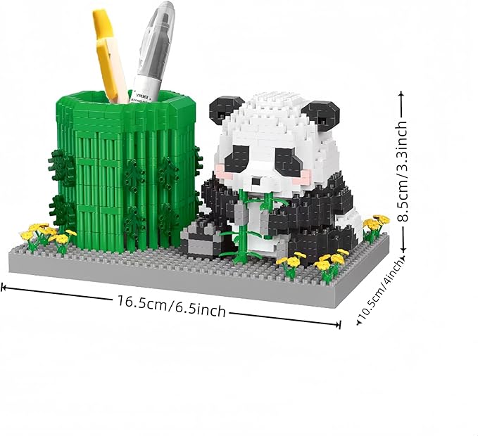 Panda Pen Holder Micro Mini Building Block Toy - Assemble Your Own, Ideal for Students' Educational Fun and Office Workers' Desk Decoration