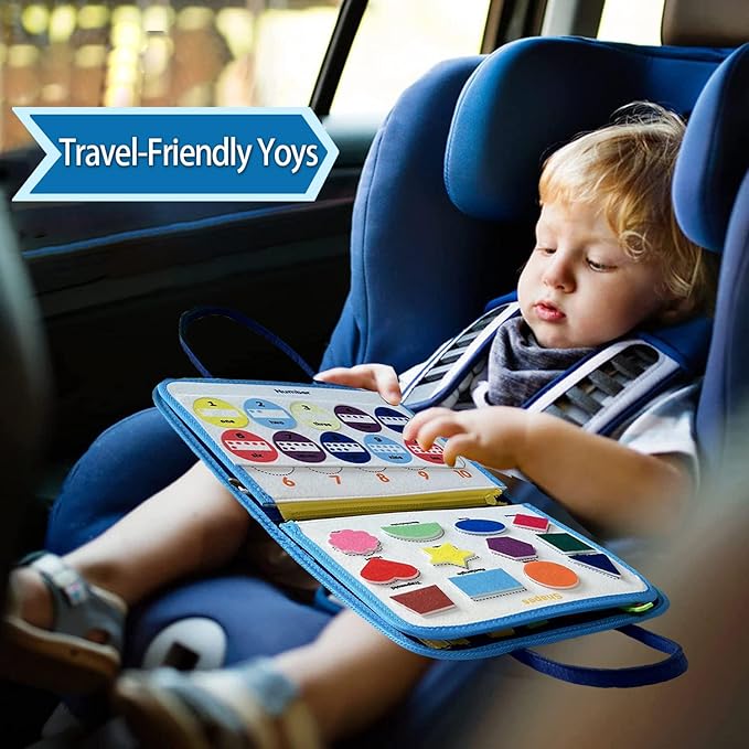 Busy Board for 1+ Year Old Sensory Toys for Toddlers 1-3 Montessori Learning Busy Book for Boys Girls Preschool Toys Gift (Dinosaur)